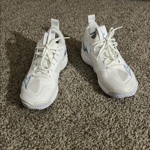 White and Blue Athletic Sneakers